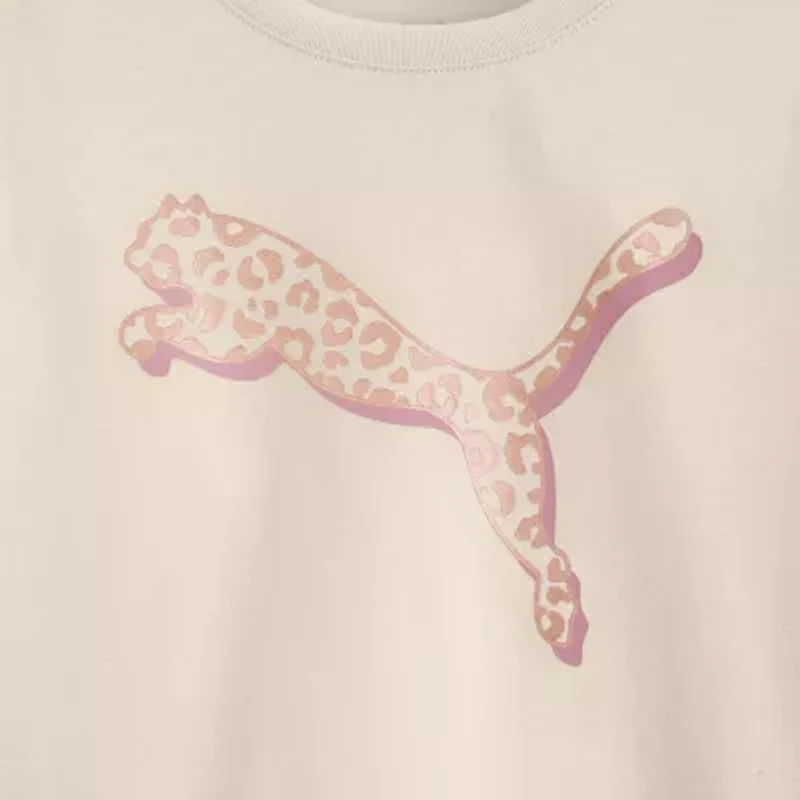 PUMA Big Kid Girls Crew Neck Long Sleeve Graphic T-Shirt