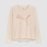 PUMA Big Kid Girls Crew Neck Long Sleeve Graphic T-Shirt