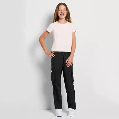 PUMA Big Kid Girls Crew Neck Short Sleeve Graphic T-Shirt