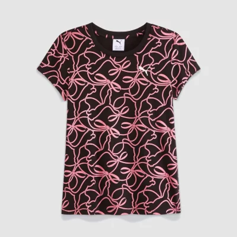 PUMA Big Kid Girls Crew Neck Short Sleeve Graphic T-Shirt