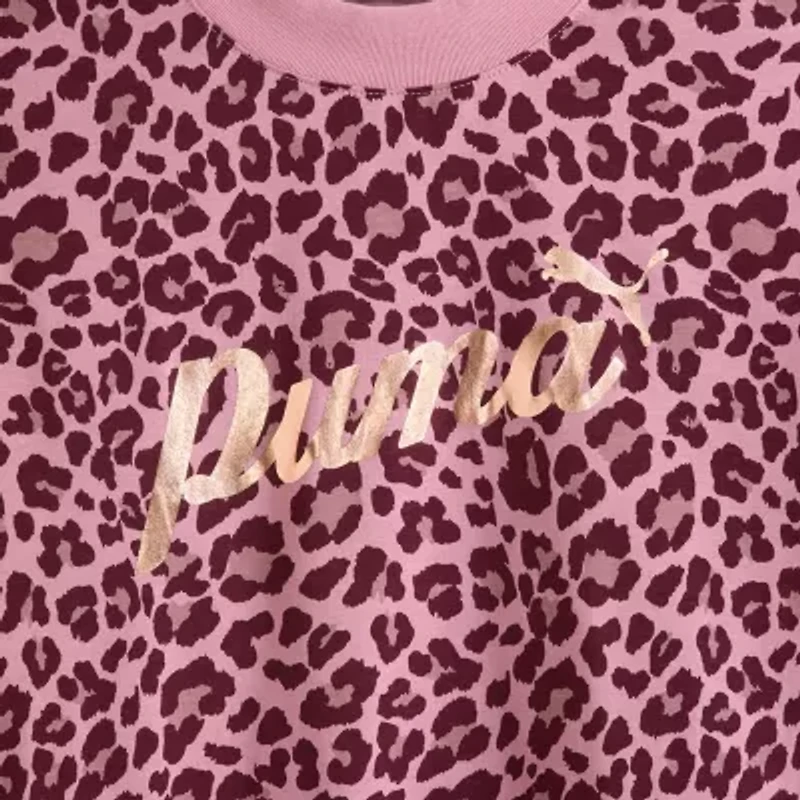 PUMA Big Kid Girls Crew Neck Short Sleeve Boxy Fit Graphic T-Shirt
