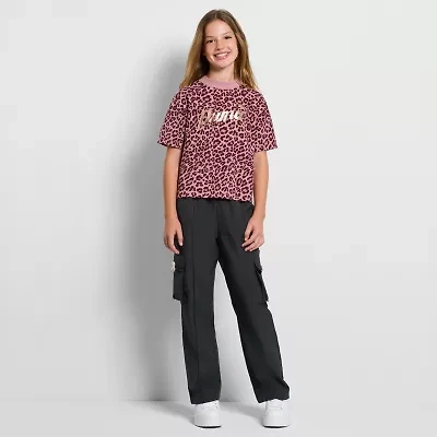 PUMA Big Kid Girls Crew Neck Short Sleeve Boxy Fit Graphic T-Shirt