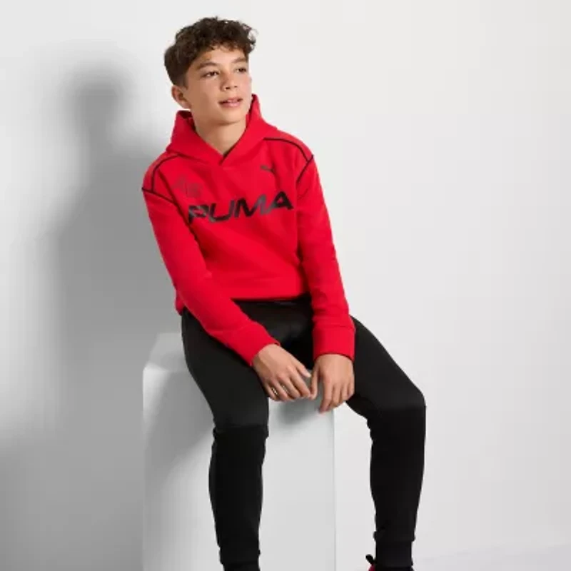 PUMA Big Kid Boys Long Sleeve Fleece Active Hoodie