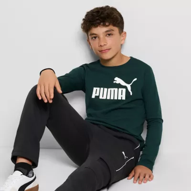 PUMA Big Kid Boys Crew Neck Long Sleeve Graphic T-Shirt