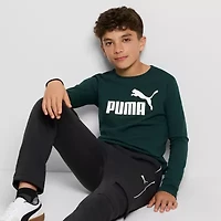 PUMA Big Kid Boys Crew Neck Long Sleeve Graphic T-Shirt