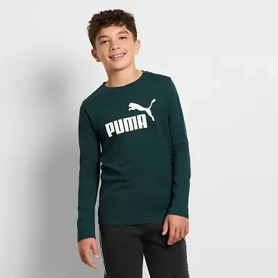 PUMA Big Kid Boys Crew Neck Long Sleeve Graphic T-Shirt