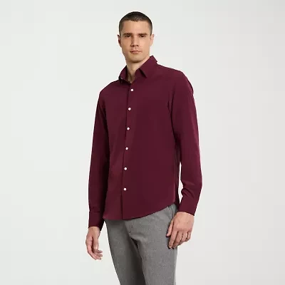 Van Heusen All Way Stretch Performance Mens Long Sleeve Slim Fit Button-Down Shirt