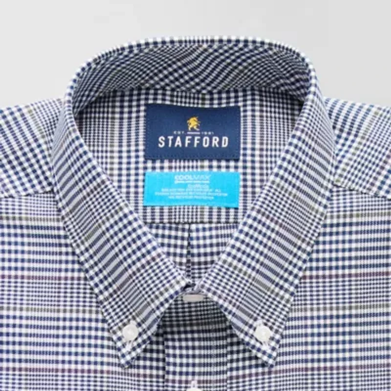 Stafford Coolmax All Season Oxford Mens Regular Fit Stretch Fabric Wrinkle Free Long Sleeve Dress Shirt