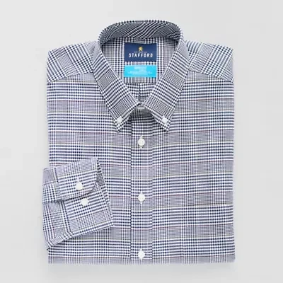 Stafford Coolmax All Season Oxford Mens Regular Fit Stretch Fabric Wrinkle Free Long Sleeve Dress Shirt