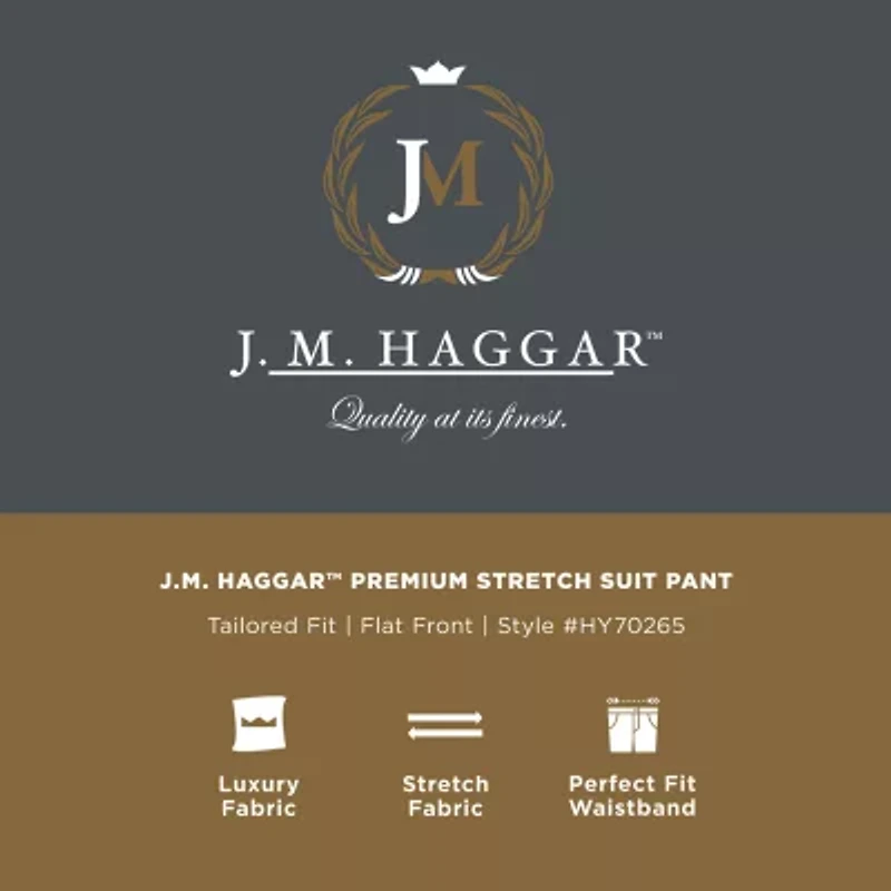Haggar JMH Tailored Diamond Weave Mens Stretch Fabric Modern Fit Flat Front Suit Pant