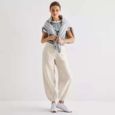 Arizona Womens Juniors Cinched Fleece Active Jogger Pant