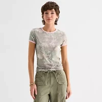 Forever 21 Womens Crew Neck Short Sleeve Fitted Juniors Graphic T-Shirt