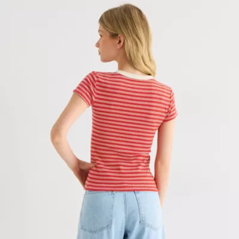 Arizona Womens Juniors Crew Neck Short Sleeve T-Shirt