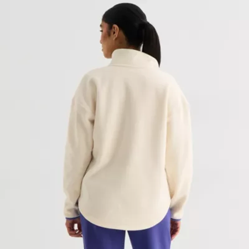 Xersion Womens Microfleece Woven Turtleneck Long Sleeve Sweatshirt