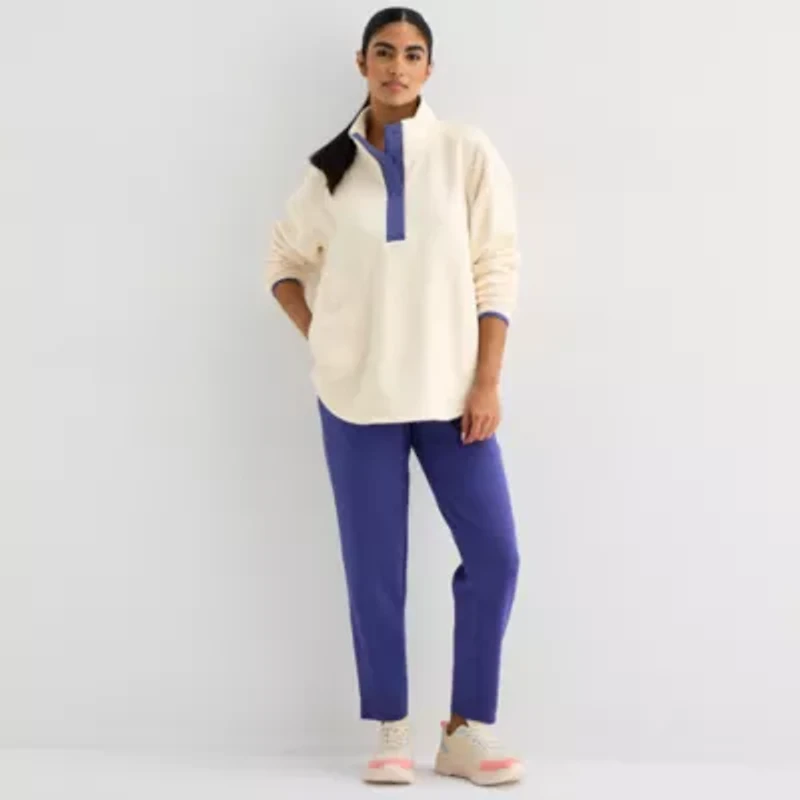 Xersion Womens Microfleece Woven Turtleneck Long Sleeve Sweatshirt