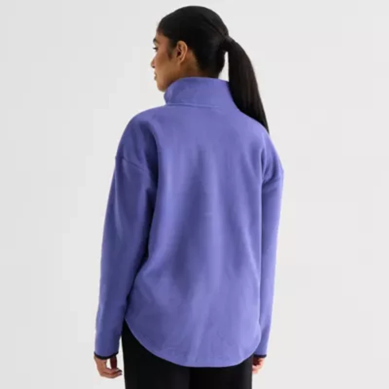 Xersion Womens Microfleece Woven Turtleneck Long Sleeve Sweatshirt