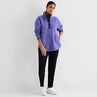 Xersion Womens Microfleece Woven Turtleneck Long Sleeve Sweatshirt