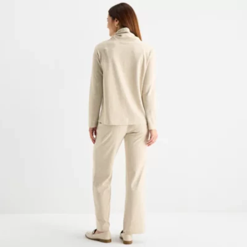 Liz Claiborne Womens Cowl Neck Long Sleeve Tunic Top