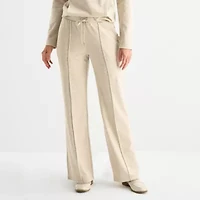 Liz Claiborne Womens Wide Leg Mid Rise Jogger Pant