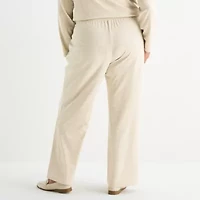 Liz Claiborne Womens Plus Wide Leg Mid Rise Jogger Pant