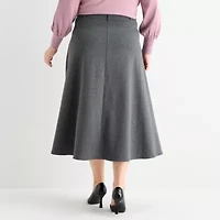 Liz Claiborne Womens Plus Mid Rise Midi A-Line Skirt