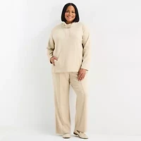 Liz Claiborne Plus Womens Cowl Neck Long Sleeve Tunic Top