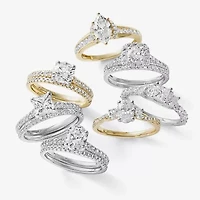 Love Lives Forever Womens 1 1/2 CT. T.W. White Diamond 10K Gold Round Side Stone 3-Stone Engagement Ring