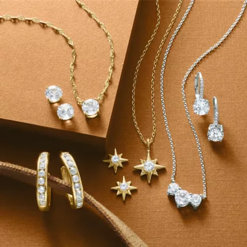 Yes, Please! Womens Lab Created White Sapphire 14K Gold Over Silver Star 2-pc. Jewelry Set