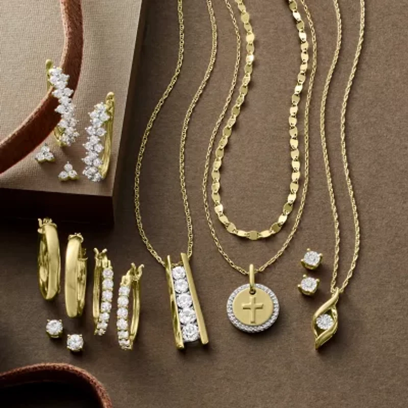 Yes, Please! Womens Lab Created White Sapphire 14K Gold Over Silver 2 Pair Jewelry Set