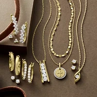 Yes, Please! Womens Lab Created White Sapphire 14K Gold Over Silver 2 Pair Jewelry Set