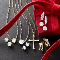 Yes, Please! Womens Lab Created White Sapphire Sterling Silver Cross 16 Inch Pendant Necklace