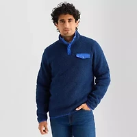 St. John's Bay Sherpa Mens Mock Neck Long Sleeve Sweatshirt