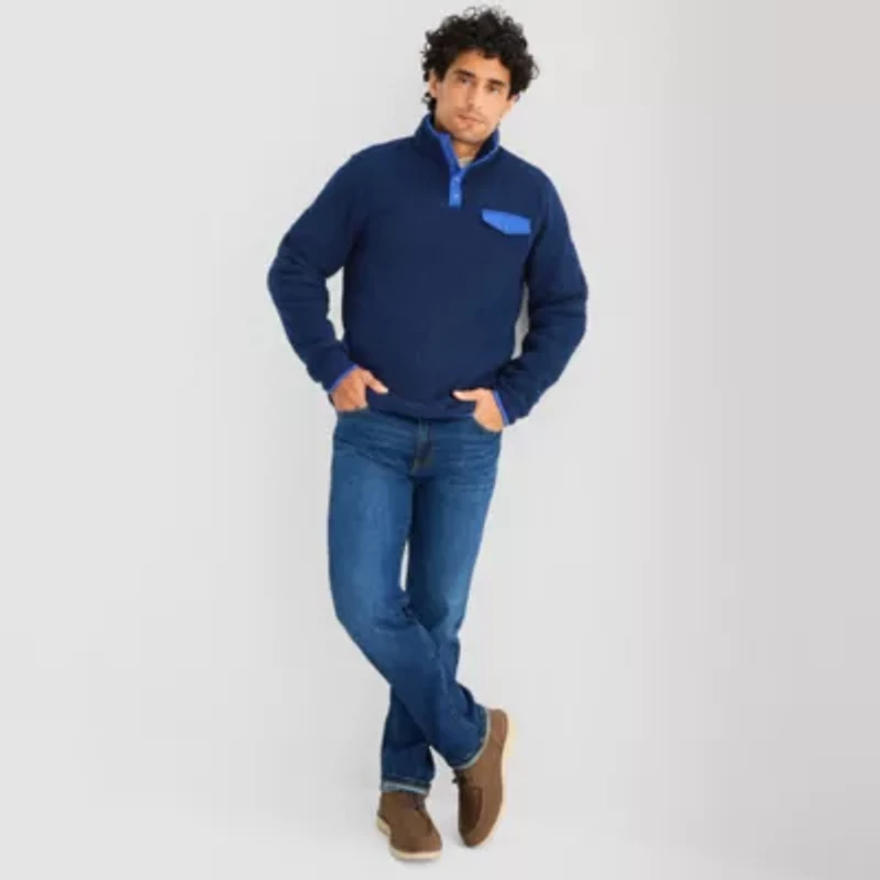 St. John's Bay Sherpa Mens Mock Neck Long Sleeve Sweatshirt