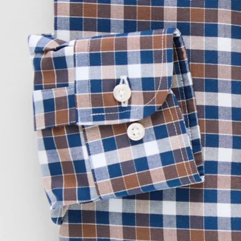 Stafford Slim Coolmax All Season Oxford Mens Fit Stretch Fabric Wrinkle Free Long Sleeve Dress Shirt