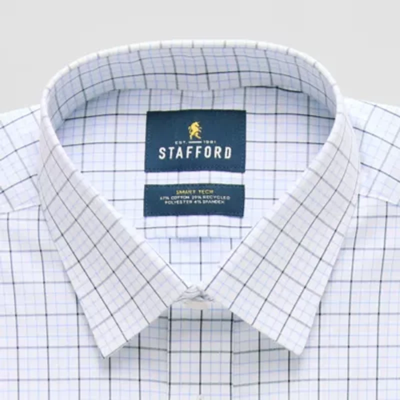 Stafford Slim Smart Tech Mens Fit Stretch Fabric Wrinkle Free Long Sleeve Dress Shirt