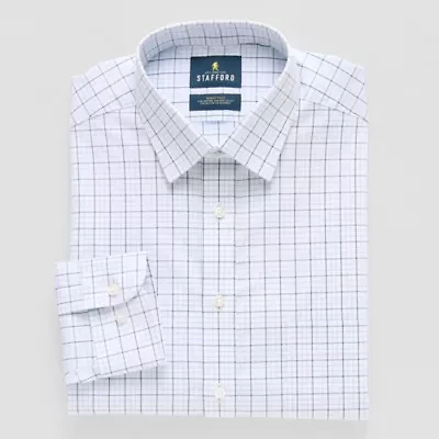 Stafford Slim Smart Tech Mens Fit Stretch Fabric Wrinkle Free Long Sleeve Dress Shirt