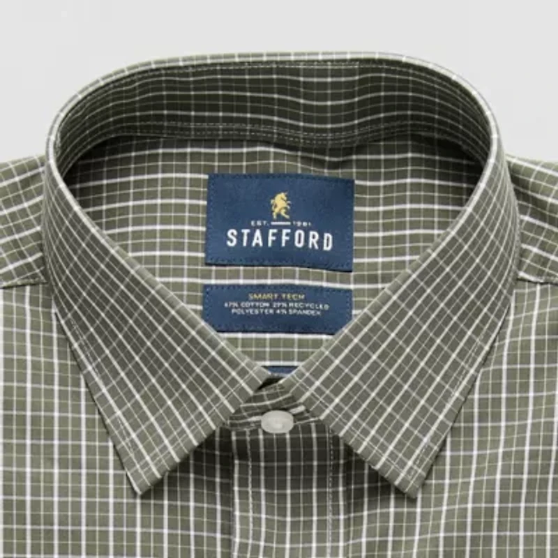 Stafford Magna Ready® Mens Regular Fit Easy-on + Easy-off Sensory Friendly Adaptive Stretch Fabric Wrinkle Free Long Sleeve Dress Shirt