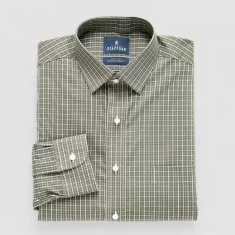 Stafford Magna Ready® Mens Regular Fit Easy-on + Easy-off Sensory Friendly Adaptive Stretch Fabric Wrinkle Free Long Sleeve Dress Shirt