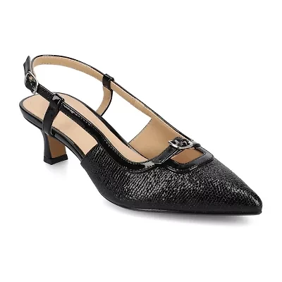 Journee Collection Womens Pointed Closed Toe Kitten Heel Pumps