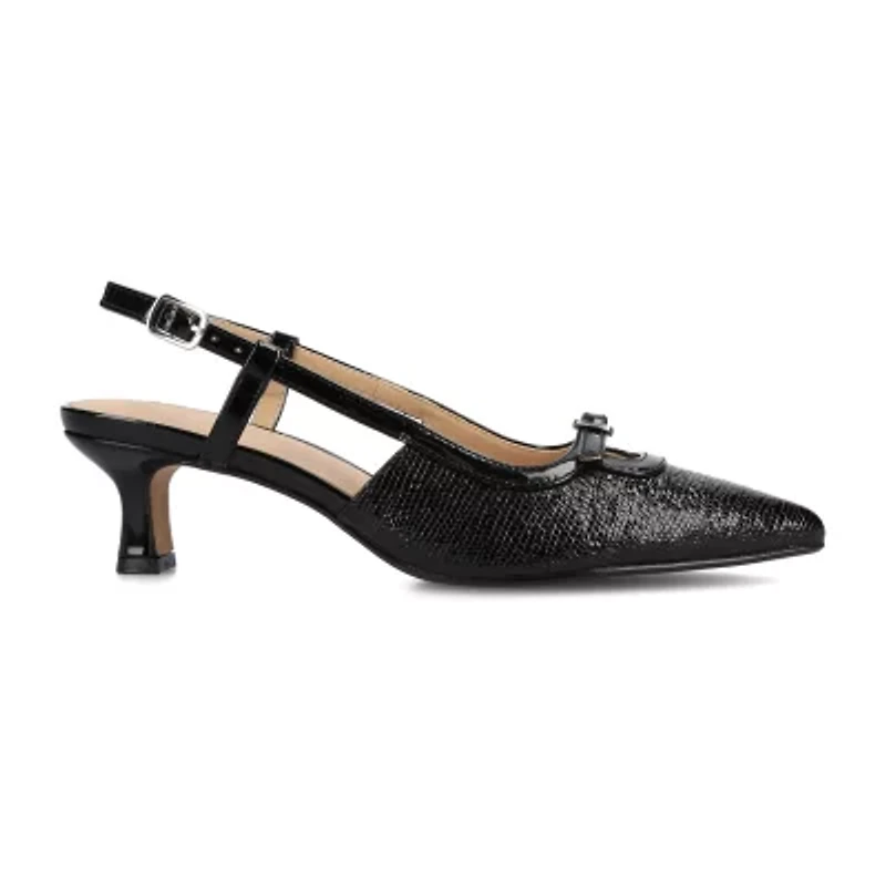 Journee Collection Womens Pointed Closed Toe Kitten Heel Pumps