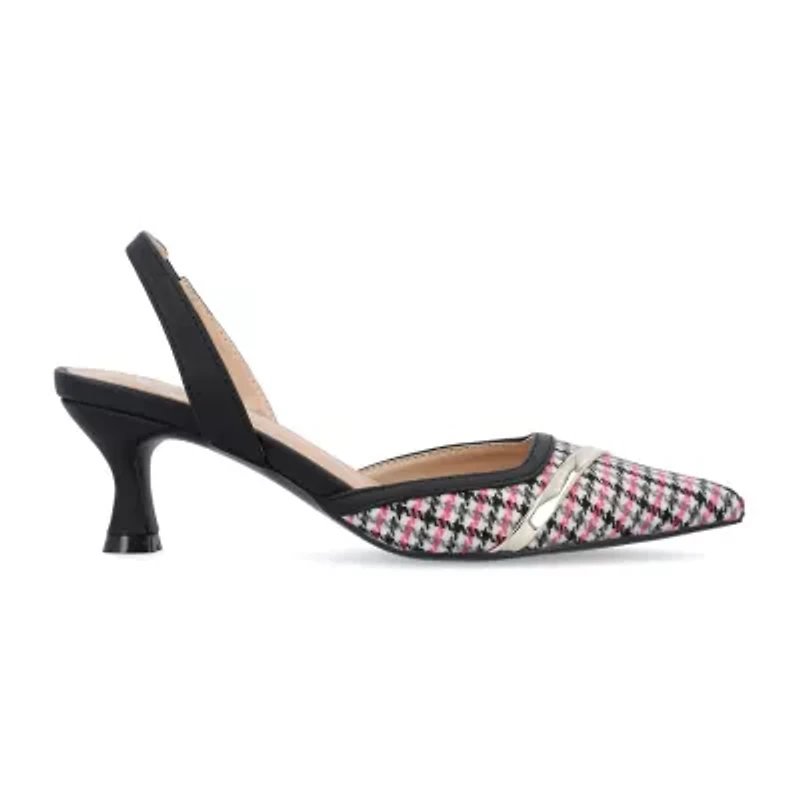 Journee Collection Nellia Womens Pointed Closed Toe Kitten Heel Pumps