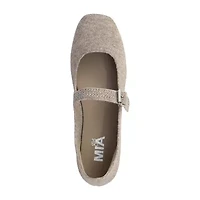 Mia Girl Flannel Womens Almond Closed Toe Mary Jane Shoes