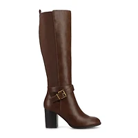 Journee Collection Womens Wide Calf Stacked Heel Dress Boots