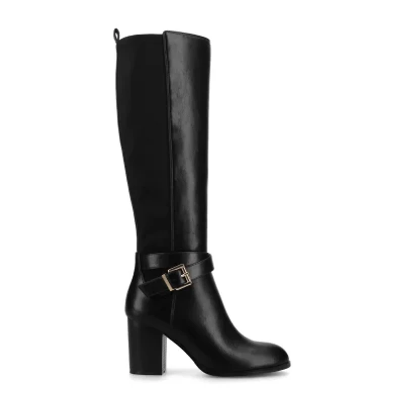 Journee Collection Womens Extra Wide Calf Stacked Heel Dress Boots