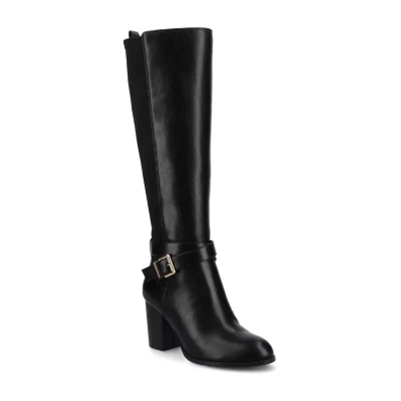 Journee Collection Womens Wide Calf Stacked Heel Dress Boots