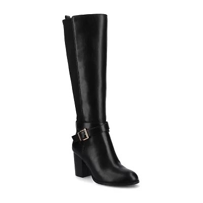Journee Collection Womens Wide Calf Stacked Heel Dress Boots