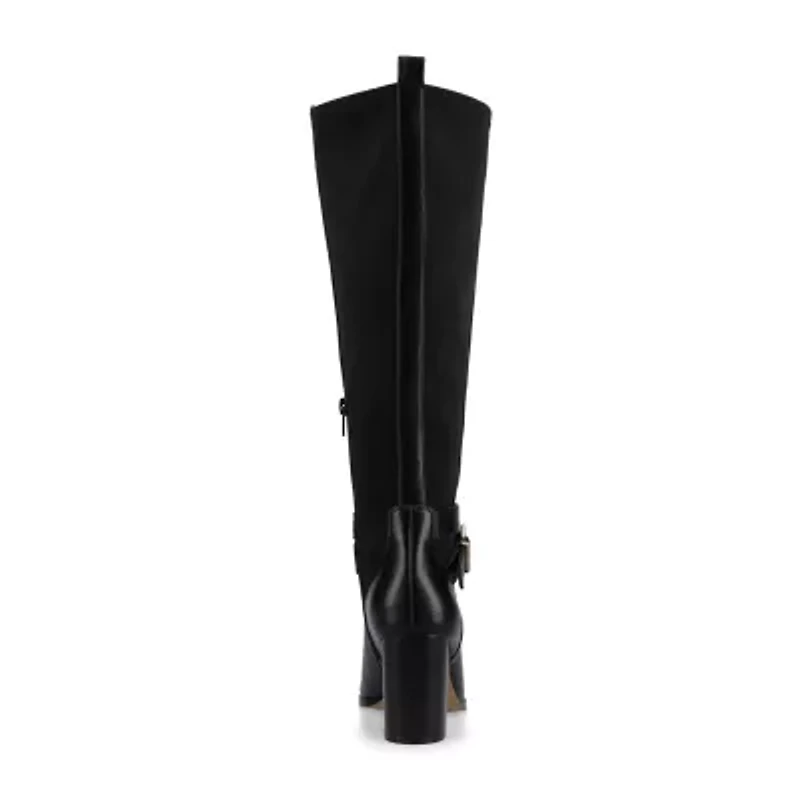 Journee Collection Womens Wide Calf Stacked Heel Dress Boots