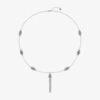 Monet Jewelry Station Tassel Womens Glass Round 31 Inch Pendant Necklace