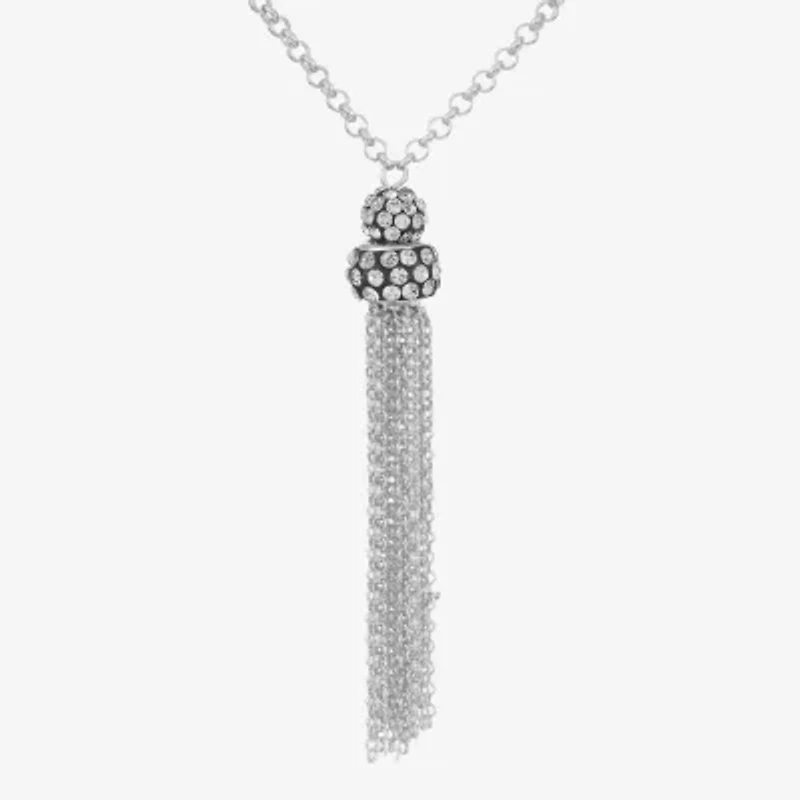 Monet Jewelry Station Tassel Womens Glass Round 31 Inch Pendant Necklace