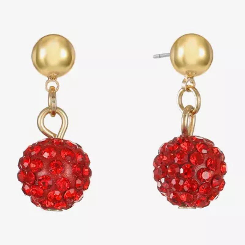 Monet Jewelry Womens Red Glass Round Hypoallergenic Drop Earrings